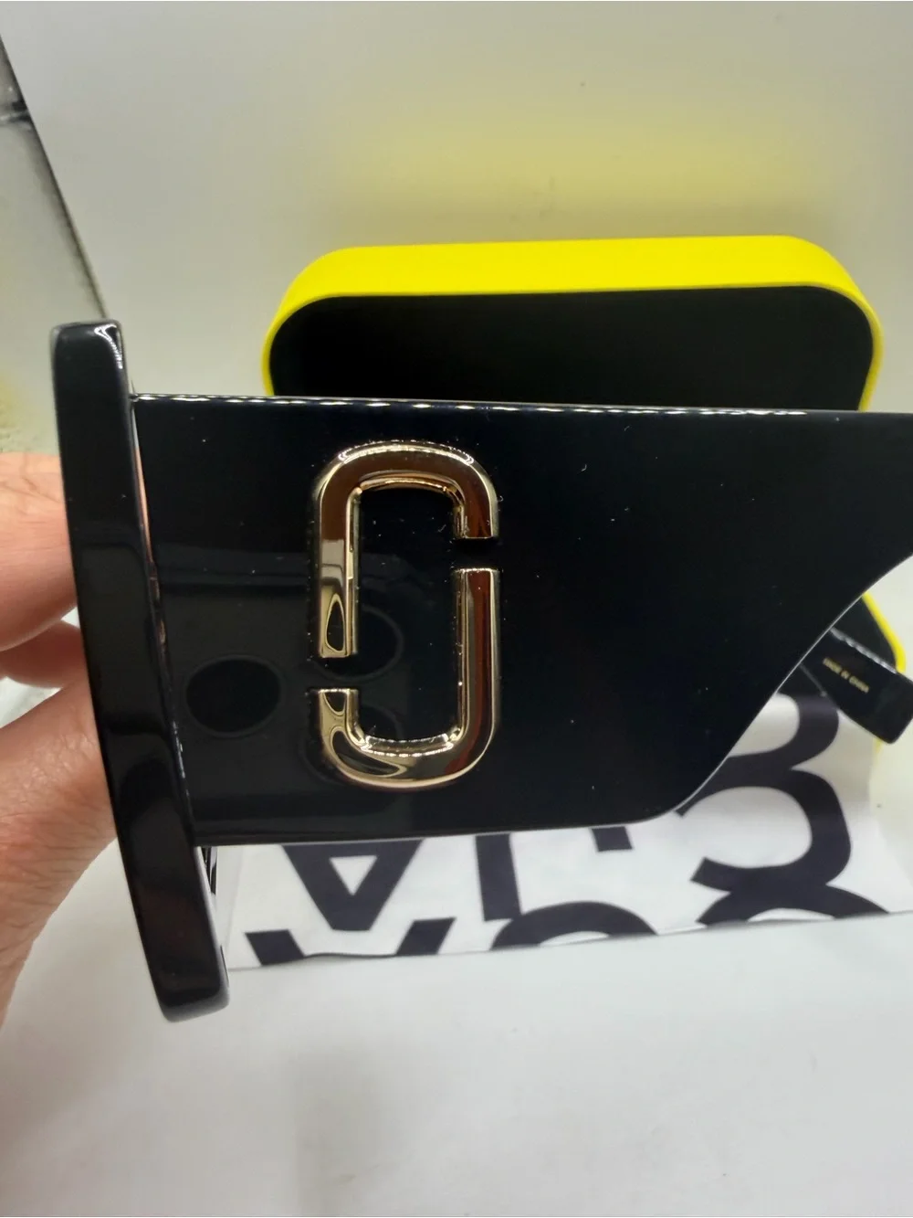 Marc Jacobs Glossy Black Square Sunglasses with Brown Gradient Lenses